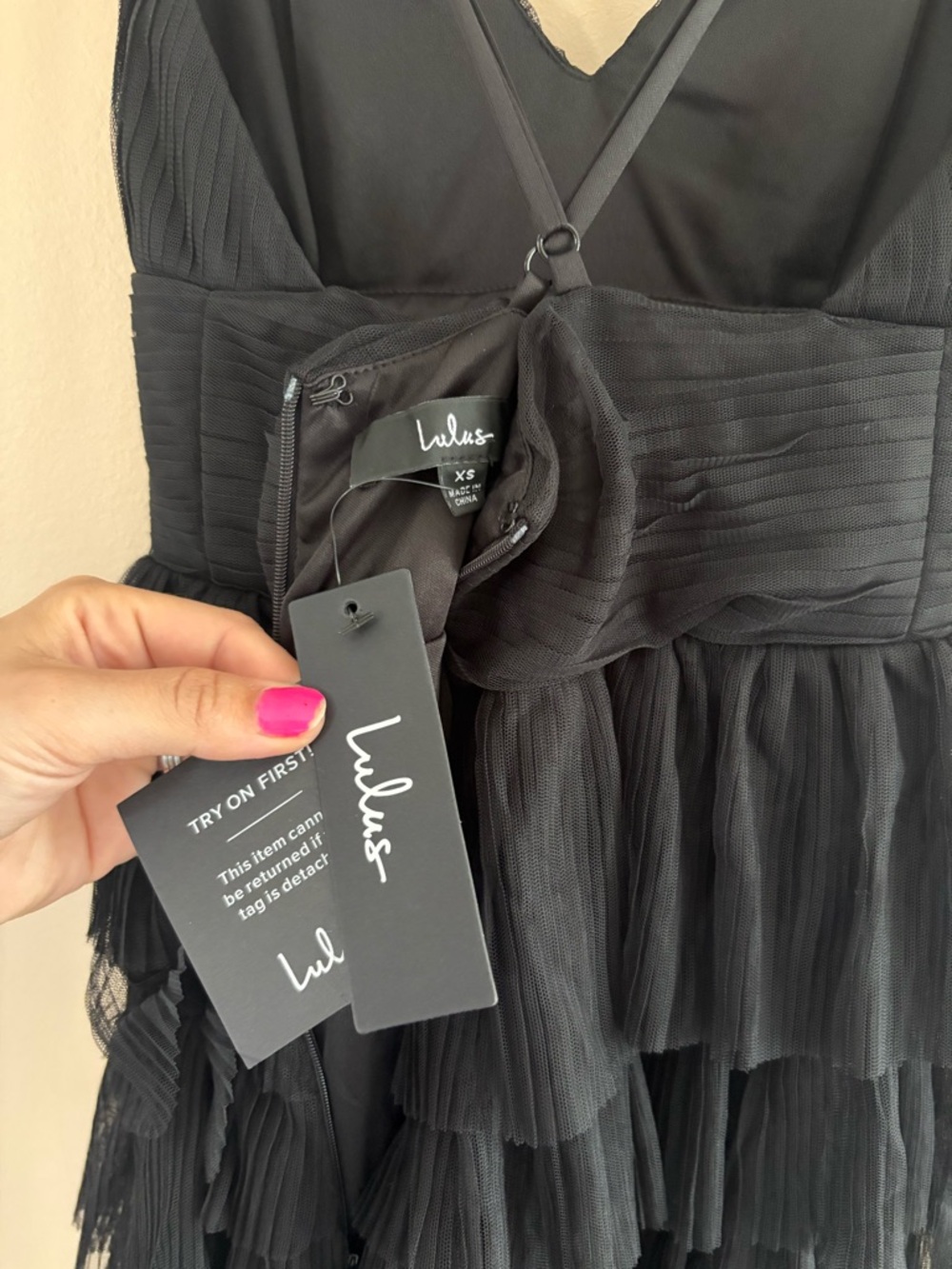 Lulus Radiant Event Black Mesh Tiered Pleated Backless Maxi Dress Size XS Formal - Picture 5 of 9